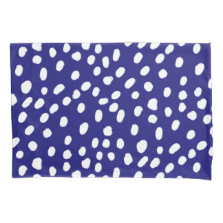 Housse D'oreillers Points blancs bleu foncé
