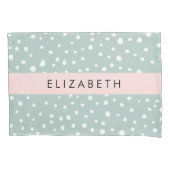 Housse D'oreillers Points Dalmatiens verts, Spots, Votre Nom (devant)