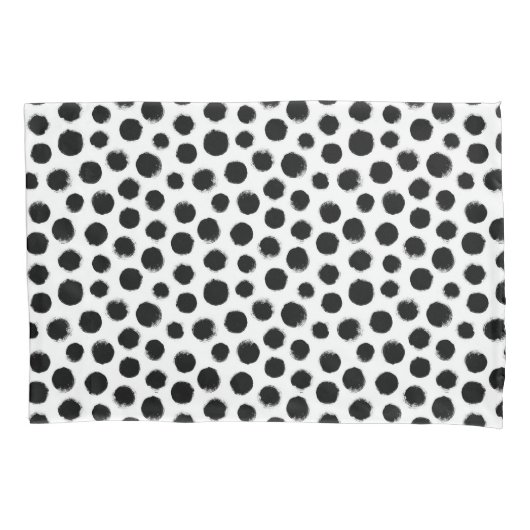 Housse D'oreillers Points d'encre noir et blanc Coque Coussin moderne (devant)