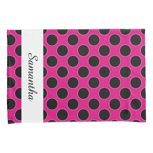 Housse D'oreillers Points motif sans soudure contour noir / blanc (devant-Droit)