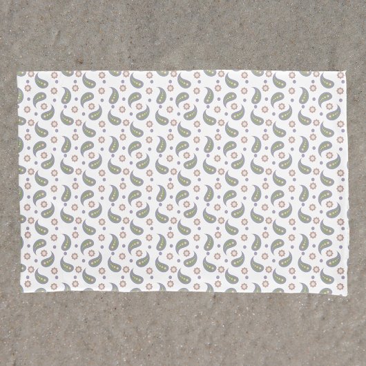 Housse D'oreillers Points Paisley rose Motif vert pourpre