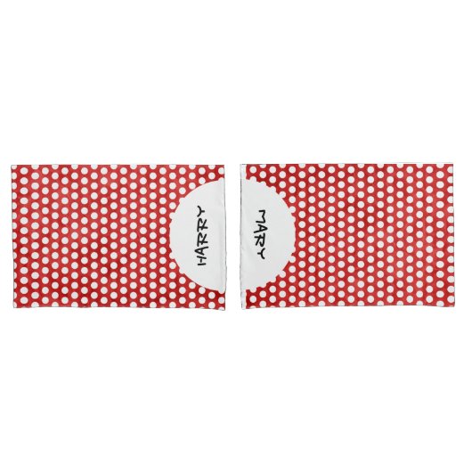 Housse D'oreillers Points polka blancs & dos à grille + votre fond. (devant-Set)