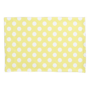 Housse D'oreillers Pois blanc sur jaune citron