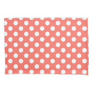 Housse D'oreillers Pois blancs sur corail vivant