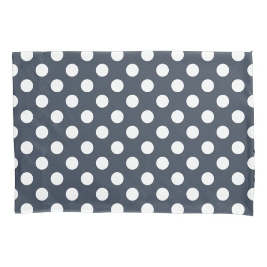 Housse D'oreillers Pois blancs sur gris bleu (devant)