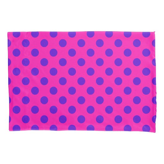 Housse D'oreillers Pois bleus sur fuchsia (devant)