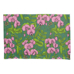 Housse D'oreillers Pois doux et bourdons, vert et rose