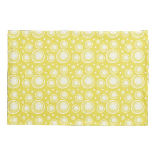Housse D'oreillers Pois jaune et blanc de rétro motif (Dos)