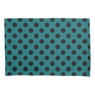 Housse D'oreillers Pois noirs en turquoise