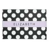 Housse D'oreillers Pois noirs et blancs, pointillés, Votre nom (devant)