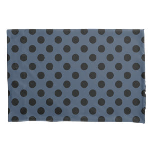 Housse D'oreillers Pois noirs sur gris-bleu