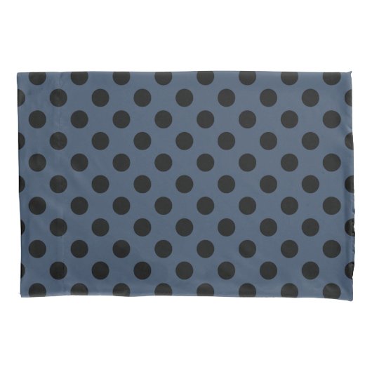 Housse D'oreillers Pois noirs sur gris-bleu (devant)