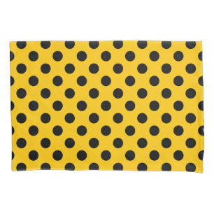 Housse D'oreillers Pois noirs sur jaune