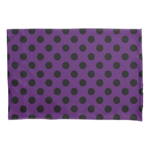 Housse D'oreillers Pois noirs sur prune violette