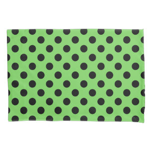 Housse D'oreillers Pois noirs sur vert citron