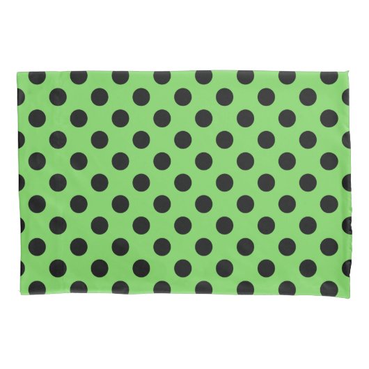 Housse D'oreillers Pois noirs sur vert citron (devant)