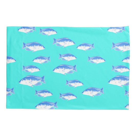 Housse D'oreillers Poisson bleu turquoise (Dos)