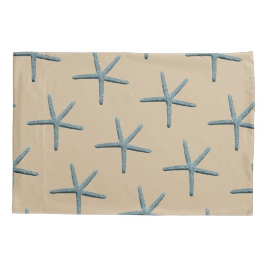 Housse D'oreillers Poisson D'Écre À Doigt Bleu Sur Sable Standard (Dos-gauche)