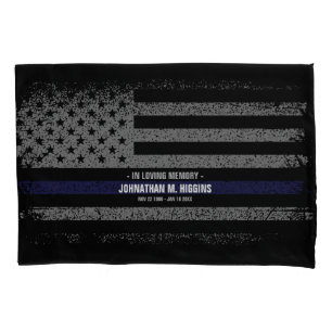 Housse D'oreillers Police Mince Ligne Bleue Américain Drapeau Pillowc