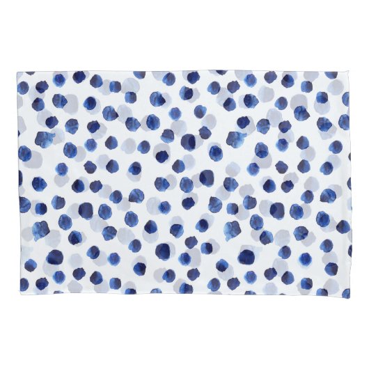 Housse D'oreillers Polka Bleue : Aquarelle Point sans joint. (devant)