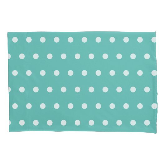 Housse D'oreillers Polka Dot Etui-Pilote Réversible (Aqua & White) (devant)