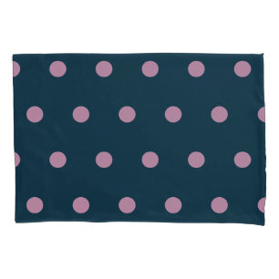 Housse D'oreillers Polka Dot Pillowcase (Bleu Minuit et Rose Doux)