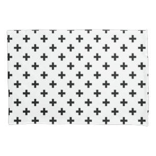 Housse D'oreillers Polka noire croise sur blanc