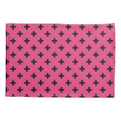 Housse D'oreillers Polka noire croise sur fuchsia (Dos)
