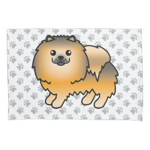 Housse D'oreillers Pomeranian Sable Orange Chien de Dessin Animé Mign