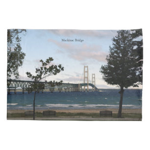 Housse D'oreillers Pont Mackinac avec arbres coque coussin