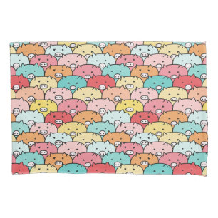 Housse D'oreillers Porcs Colorés Drôle Et Mignons Motif