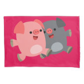 Housse D'oreillers Porcs de cartons noirs et blancs mignons (devant)