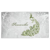 Housse D'oreillers Porte-oreilles personnalisés Green Peacock (devant-Droit)