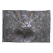 Housse D'oreillers Portrait de chat gris (Dos)
