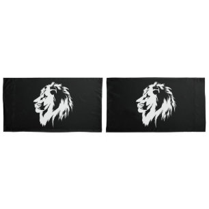 Housse D'oreillers Portrait de Lion (blanc)