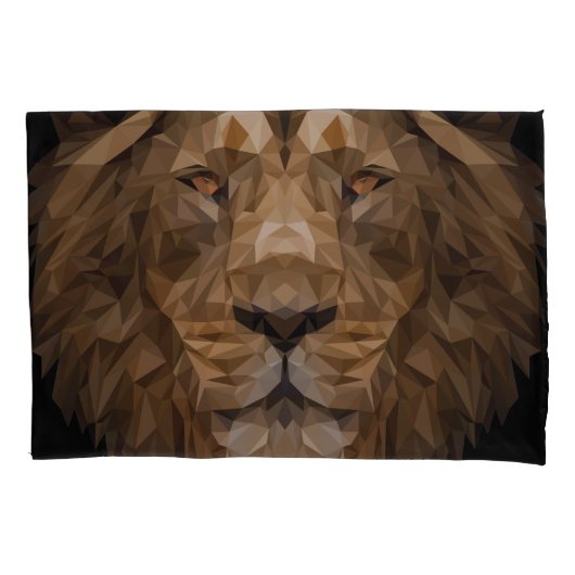 Housse D'oreillers Portrait de lion géométrique (devant)