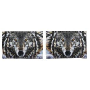 Housse D'oreillers Portrait inspiré de décor de loup