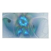 Housse D'oreillers Position, Abstrait bleu turquoise fractal (Dos)