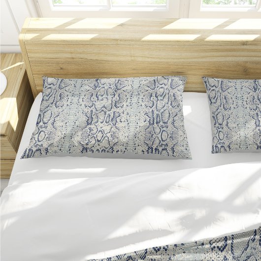 Housse D'oreillers Poster de animal de peau de serpent gris et bleu