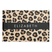 Housse D'oreillers Poster de animal, Léopard Brown, Coeurs, Votre Nom (Dos)