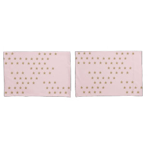 Housse D'oreillers Pouf Motif Soft Pink et Gold Star pour Nursery