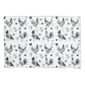 Housse D'oreillers Poulet de caricature noir et blanc mignon (devant-gauche)