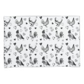 Housse D'oreillers Poulet de caricature noir et blanc mignon (devant-Droit)