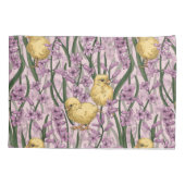Housse D'oreillers Poulets et hyacinthes roses (Dos-gauche)