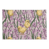Housse D'oreillers Poulets et hyacinthes roses (Dos-Droit)