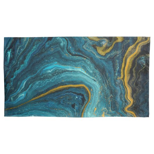 Housse D'oreillers Poussière dorée bleu moderne Pi en marbre d'art Ab (devant)
