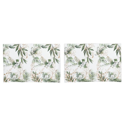 Housse D'oreillers Premium Sage moderne Eucalyptus Vert (devant-Set)