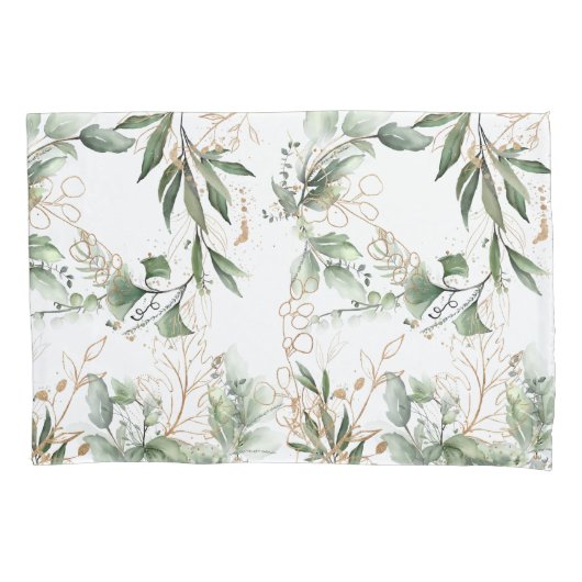 Housse D'oreillers Premium Sage moderne Eucalyptus Vert (devant-gauche)