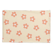 Housse D'oreillers Preppy Peach White Hippie Flower Motif (Dos)