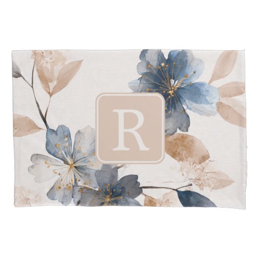 Housse D'oreillers Pretty Flower Monogram Template Personalized (devant)